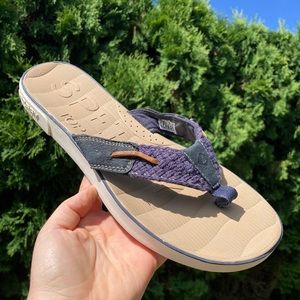 Sperry Top-Sider Seabrook Surf Thong Flip Flops Womens Size 10 Blue White Tan